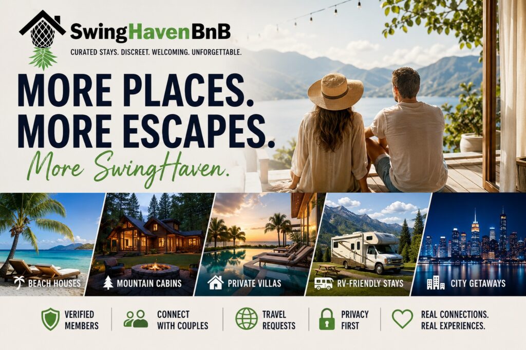 Lifestyle-friendly travel alternatives featuring private villas, cabins, RV stays, and discreet couples getaways