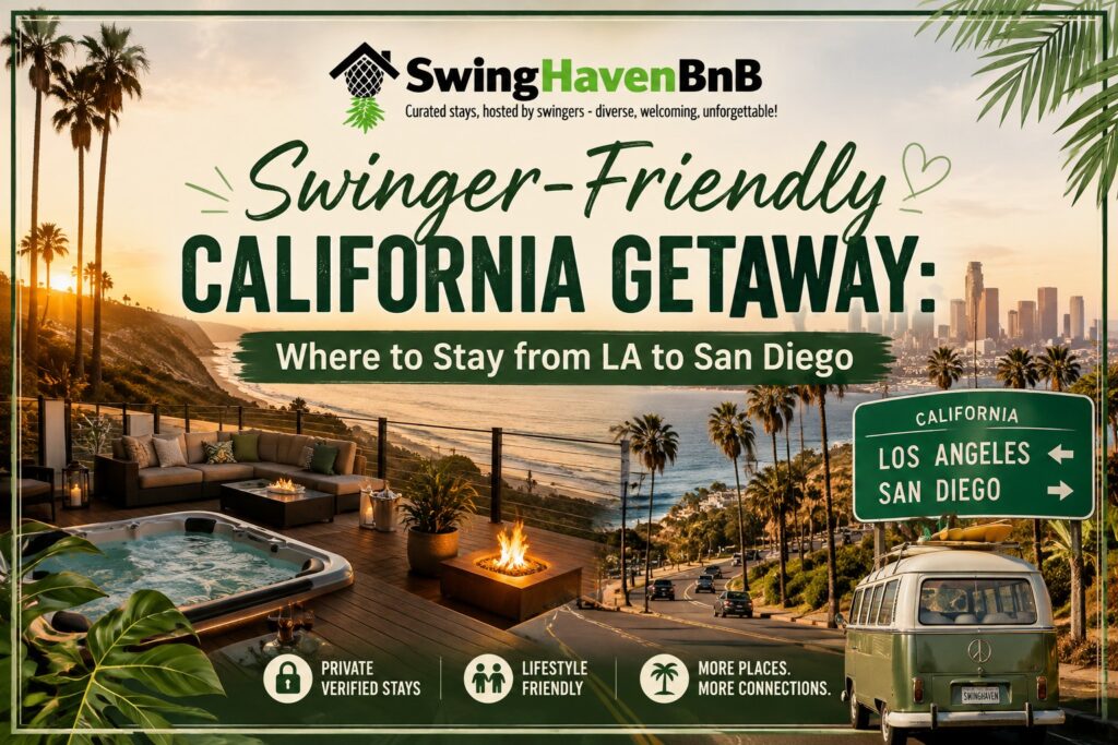 Swinger-friendly California getaway — palm trees and coastal hills