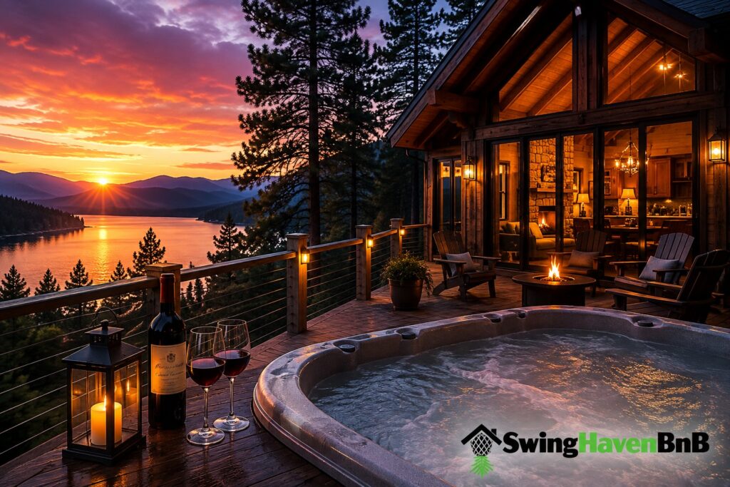 Luxury lakeside cabin for a private swinger travel getaway