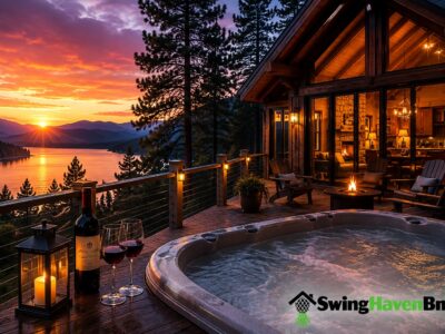Luxury lakeside cabin for a private swinger travel getaway